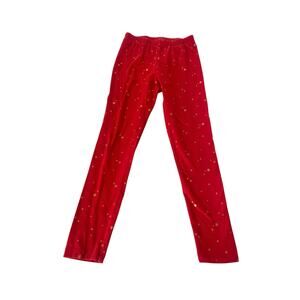 Cat & Jack Girls Red Gold Star Graphic Print Leggings Youth Size Large 10/12